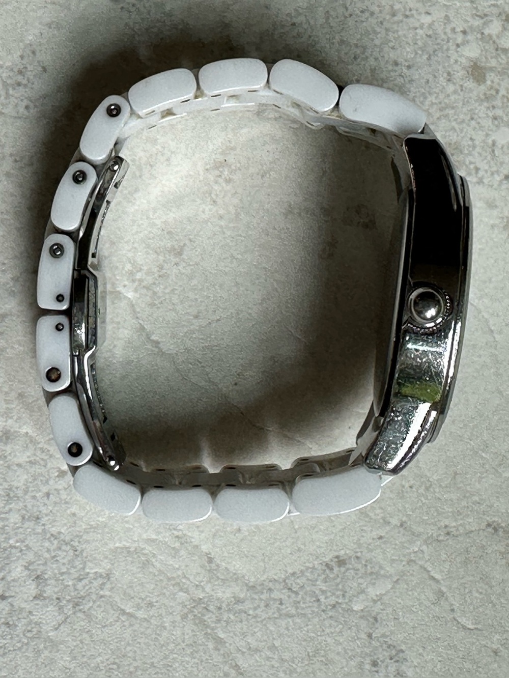 Anne Klein White Ceramic Crystal Bezel Watch 12/2199WTWB Quartz Working - Picture 6 of 8